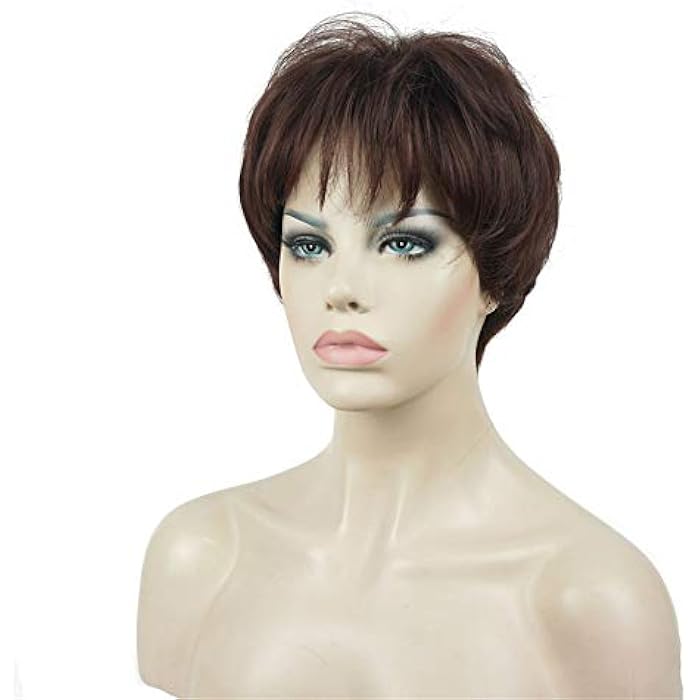 DILLARDS Lydell Wigs For Women Short Hair Straight Layered Synthetic Wig With Hair Bangs Dark Auburn - Image 3